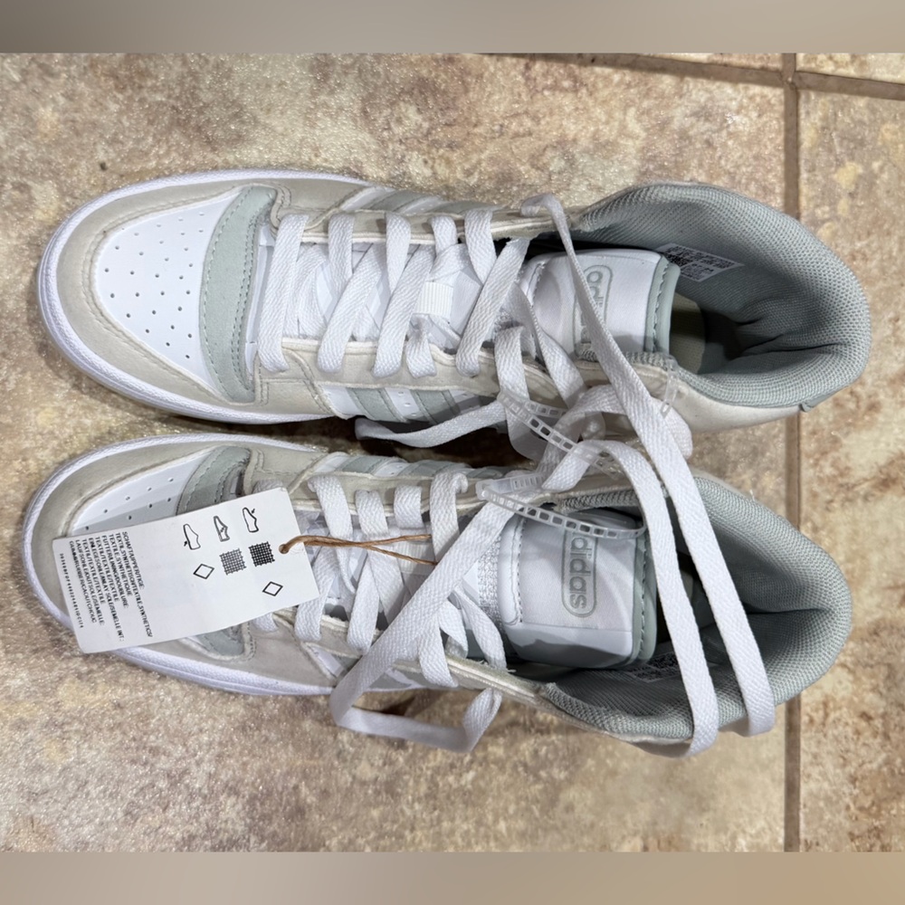 Size 5 Adidas Break Start Mid J White and Gray Basketball Shoes